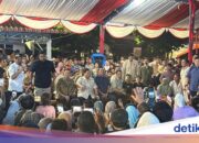 Prabowo kommt vor Neujahr am Evakuierungsposten Tapsel an und wird begeistert begrüßt