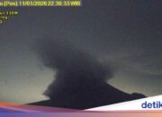 Der Mount Semeru bricht erneut aus und sendet heiße Wolken in 5 km Entfernung