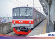 Auf dem LAA-Kabel des Solo-Jogja KRL befindet sich ein vom Wind getragenes Baldachin