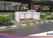 So sieht der demontierte Einschienenmast in Rasuna Said aus